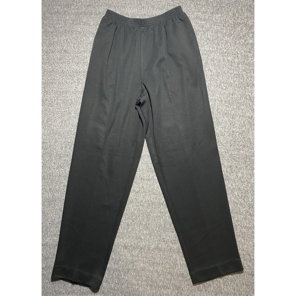 Alfred Dunner Pants Womens 12 Black Joggers Work Elastic Waist Stretch Comfort
